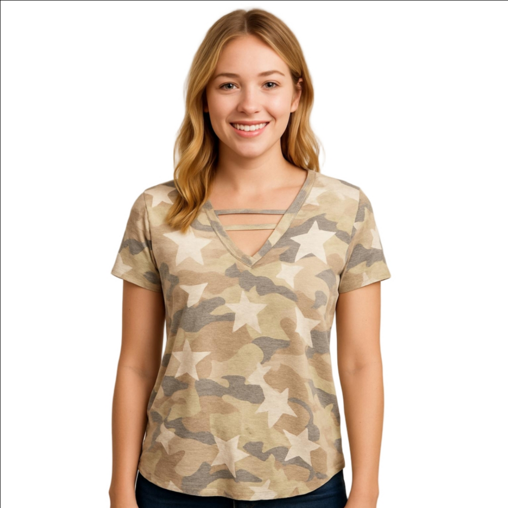 Bibi Camo T Shirt Women's Size Small